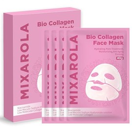 Máscara de colágeno Glow Up 2.0, mascarilla de colágeno bio para piel reafirmante | Hidratación profunda Reducción de arrugas y poros (4 unidades (paq