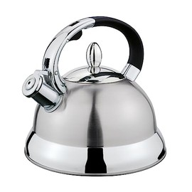 Cilio Conte 18/8 Stainless Steel Whistling Water Kettle, 2 Qt, Silver - Hot Water Kettle Electric - Tea Kettle Stove Top - Water Boiler - Gooseneck Kettle - Electric Kettles Boiling Water - 2 Steel