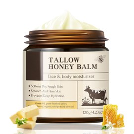 Rindertalg Creme für Gesicht & Körper - Beef Tallow Creme Bio - Beef Tallow Skincare - Tallow Honey Balm - Rinderfett Bodylotion Damen Herren - Körperlotion für Sehr Trockene Haut
