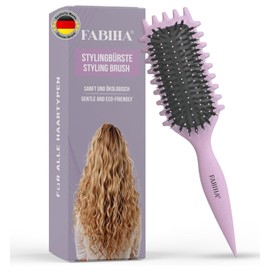 FABIHA® Curling Brush - Curly Hair Brush - Organic Hair Brush without Pulling with Boar Bristles - The 3-in-1 Styling Brush with Unique Gear Design for Trendy Curls Hairstyles (Lilac)
