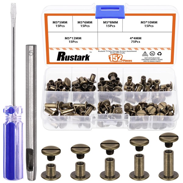 Rustark 75 Sets 5 Sizes M5 Bronze Chicago Screws Assorted