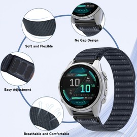 RosMank 20mm Quickfit Nylon Watch Band Compatible with Fenix 8 AMOLED 43mm/7S Pro/7S/6S Pro/6S/5S/5S Plus, Wavy Replacement Strap for Approach S70 42mm/Instinct 2S/Descent Mk3s (Blue)