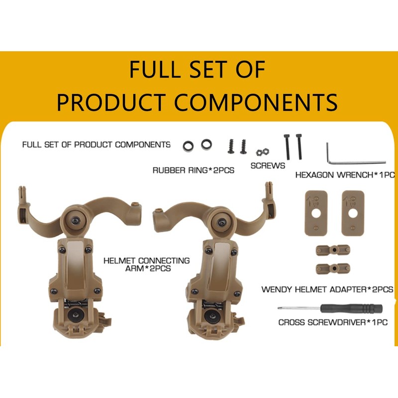 Multi-Angle Rotation Tactical Helmet Rail Adapter for Tactical Headset Fit