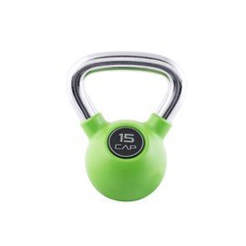 CAP Barbell SDKR-015C Cap Rubber Coated Kettlebell with Chrome Handle, 15 lb