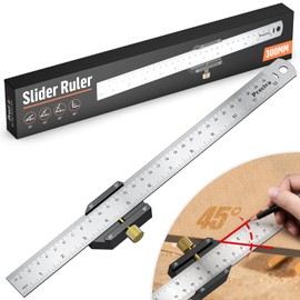 Marking gauge, 30°/45°/60° stop ruler, scribing tool with extra strong stainless steel ruler - 300 mm metal marking gauge with beech wood stopper for woodworking, DIY, crafts