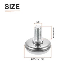 DTGN M8x15x30mm(DxLxOD) Screw on Furniture Glide Leveling Feet - 4Pack - Good for Furniture - Adjustable Thread Furniture Leveler - Silver