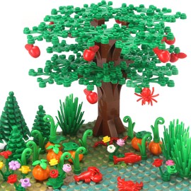 Garden Plants Building Bricks Accessories Flowers Bushes Palm Trees Leaves Shrubs Vines Green Grass Bulk Botanical Pieces and Parts Block Toys for Jungle Forest Park Decor Compatible with Major Brands