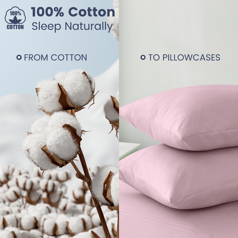LINENOVA 100% Luxury Cotton King Pillowcases(Set of 2),Super Soft and