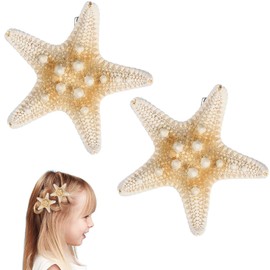 SAFIGLE 2 Pcs Handmade Five-pointed Sea-star Hair Clips, Beach Theme Hairpins, Metal Hair Accessories for Women Girls, Multi-color, 3. 34 X 2. 36 X 1. 02 Inch