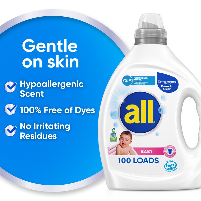 all Baby, Gentle for Baby, Liquid Laundry Detergent, Hypoallergenic for