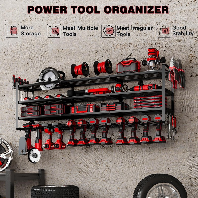 NattyDot 48" Large Power Tools Organizer Wall Mount,12 Drill Holder