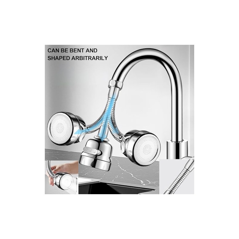 Faucet Sprayer Attachment，Kitchen Faucet Head Replacement 360° Rotatable 3-Speed Faucet