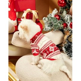 Genérico Sueter navideño para Perro con diaeño de Copos, Rojo y Blanco (Medium)