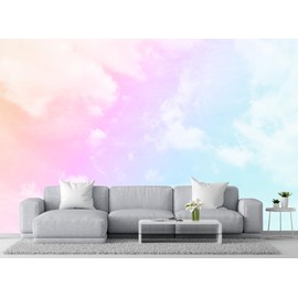 Wmjurel Colorful Clouds in The Sky Wall Mural, for Children's Room Background Wallpaper, TV Background Wall Stickers(Non-self-Adhesive)