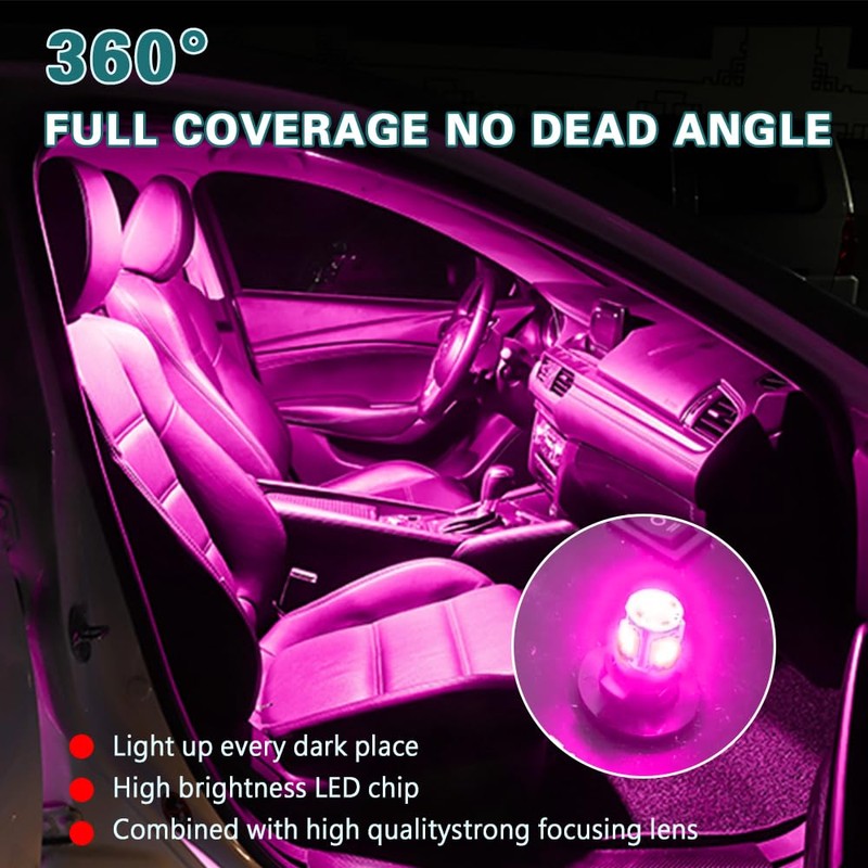 HEVLE 10Pcs T10 Car Interior LED Bulb, 5SMD 5050 Bright