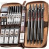 Nicpro 20Pcs Black Metal Mechanical Pencil Set In Leather Case, Drafting Pencil