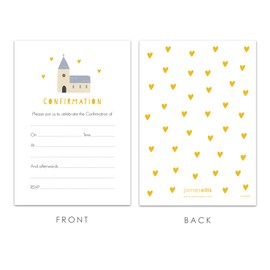 James Ellis Pack of 8 Yellow Confirmation Invitations with Envelopes