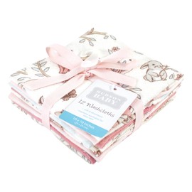 Hudson Baby Unisex Baby Flannel Washcloths, Girl Woodland Pals 12Pk, One Size