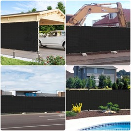 E&K Sunrise 4' x 20' Privacy Fence Screen with Grommets, Outdoor Windscreen Fence Covering Privacy Screen UV Blockage for Backyard Garden Patio, Zip Ties Included (Black)