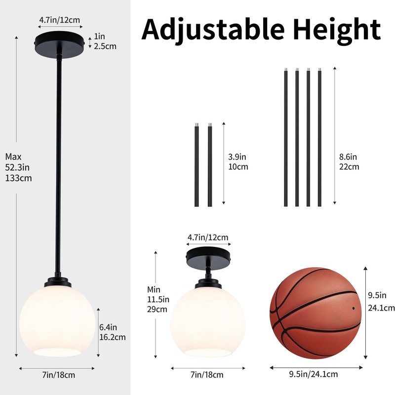MAYNA 1 Pack Modern Pendant Lights Kitchen Island, Matte Black