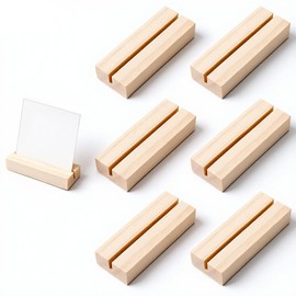 Psiriol 6Pcs Wood PlaceCard Holders, Wood Table Number Stands, Picture & Name Card Holders for Wedding Ceremonies, Birthday Parties, Offices and Home Decoration