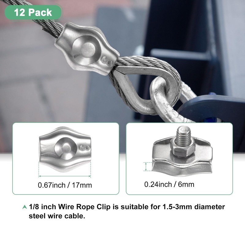 M METERXITY 12-Pack M3 Wire Rope Clips Simplex Single Bolt