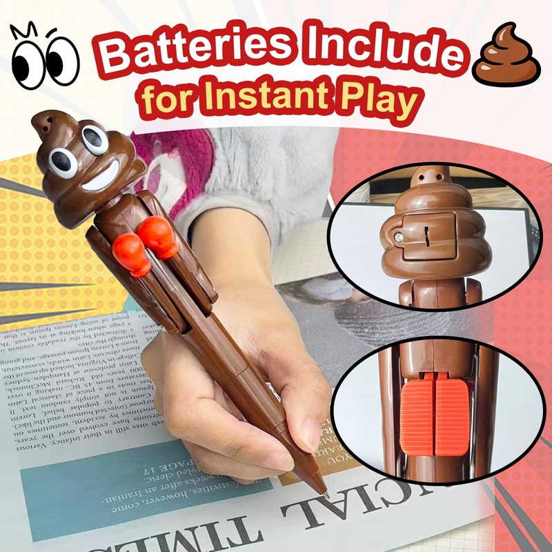 Farting Poop Pen with Punching Arms - Brown Funny Gag