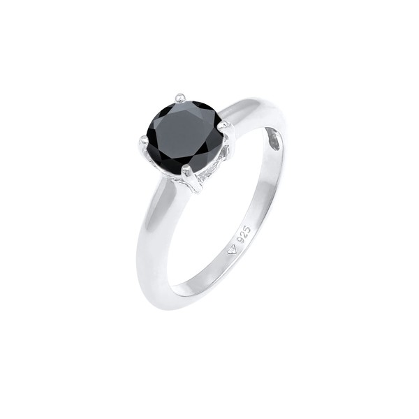 Elli Women's Solitaire Ring 925 Sterling Silver with Zirconia Stone