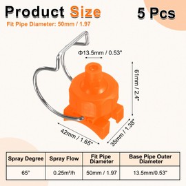 uxcell 5Pcs 65 Degree Spray Nozzle with Clip, Adjustable Sprinkler Irrigation Flat Cone Clamp Nozzle Fit 50mm/2" Hose for Car Washing Chemical Spraying, 0.25 Cubic Meters Per Hour