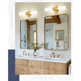 kudos Wall Sconces 16inches Gold Vanity Light Fixtures, Modern Sconces Wall Lighting with Milk White Glass, Dimmerable 3000K/4000K/5000K for Bathroom Bedroom, KDVL13-GD