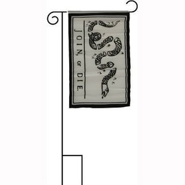 12x18 12"x18" Join Or Die Gadsden Benjamin Franklin Sleeved w/ Garden Stand Flag