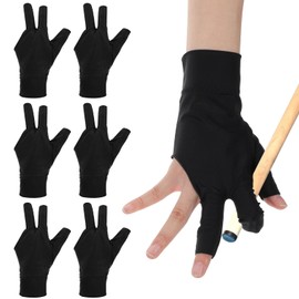 HJZHII 6PCS Reusable Pool Gloves Billiards Left Hand, 3 Fingers Pool Billiard Gloves Breathable Cue Shooter Pool Sport Gloves Shooters Snooker Cue Sport Glove Show Gloves for Women Men