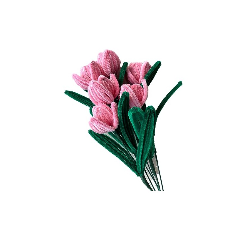 6pcs DIY Tulip Bouquet Made of Fuzzy Sticks Crafting