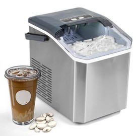 Ice Maker, iceBlue 5 Levels of Bullet Ice Sizes Countertop Ice Maker, 26.5lbs Per Day Ice Machine, 9 Ice Cubes Ready in 9 Mins Stainless Ice Makers Countertop for Home, Kitchen, Gift (Silver)