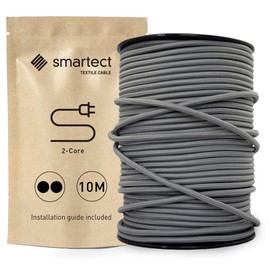smartect Braided Cable, Dark Grey, 10 Metres 2 Core Electrical Cable (2 x 0.75mm²) Vintage Fabric Electrical Wire for your DIY project