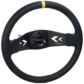 NRG Innovations RST-022R-Y Reinforced Steering Wheel (NRG Arrow cut out two spoke 350mm Sport Stereing Wheel)