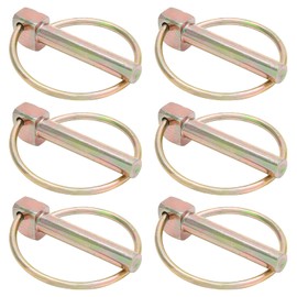 Moicstiy 6Pcs 3/8 Inch Heavy Duty Lynch Pin with Ring, Round Linch Pins Assortment Kit Lock Pin Clips for Farm Tractors, Trucks, Trailers, Mowers (3/8 x 1-3/4 Inch)