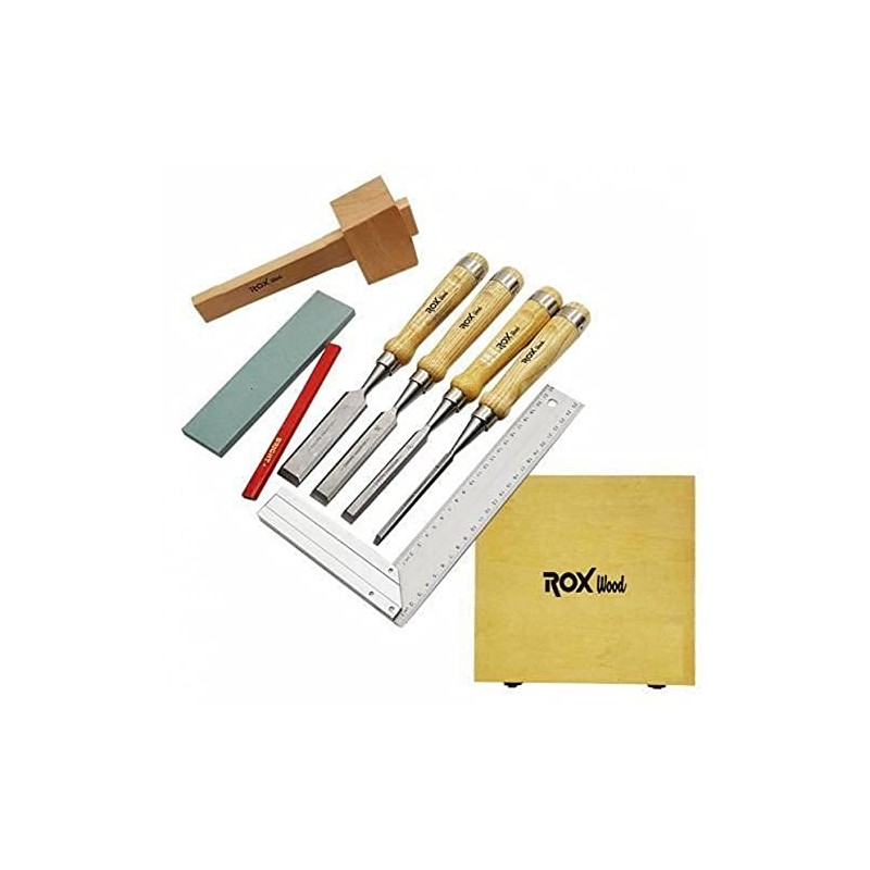 ROX Wood 8-Pieces Woodworking Carving Tools Chisel Set with Red