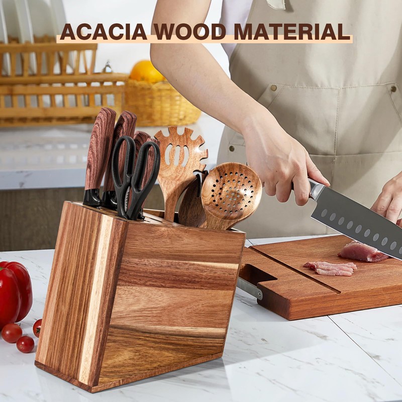 WDT Tool Utensil Holder for Kitchen Counter 2in1 Large Wooden