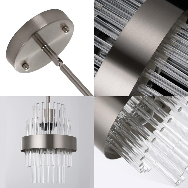 IkirourI Pendant Light Fixtures, 7inch Modern Glass Pendant Lighting, Brushed