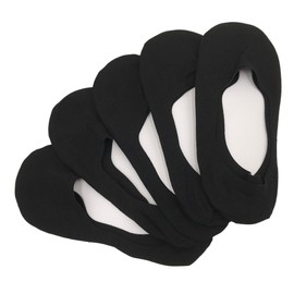 DauStage Men's Invisible Socks, Round Type, Square Type, No Slip Off, 360°, Non-Slip, Solid Color, Invisible Foot Cover Socks, Set of 5 Pairs, round black