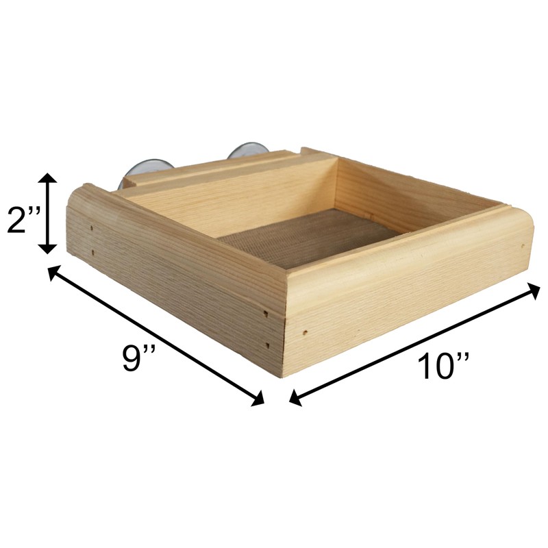Wooden Mini Window Screen Bird Feeder – Handcrafted Eastern White