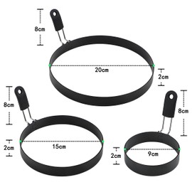 Anillos de huevo de acero inoxidable para freír huevos, moldes de panqueques grandes antiadherentes y anillos para panqueques para plancha (juego de 3)