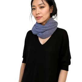 Prettystern XL 100% Cashmere Wool Unisex Loop Scarf Cashmere Round Scarf Knitted Scarf Winter Round Neckerchief Women Men Tube Scarf, blue