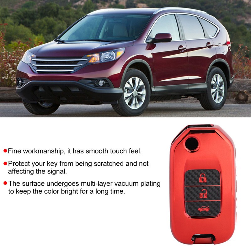Carbon Fiber Style Folding Car Key Fob Cover Protective Case