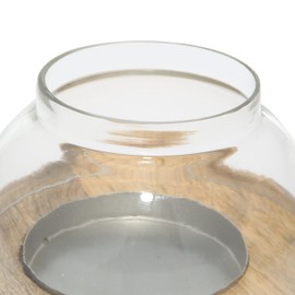 Deco 79 Wood Tealight Hurricane Lamp, Set of 2 4", 3"H, Brown