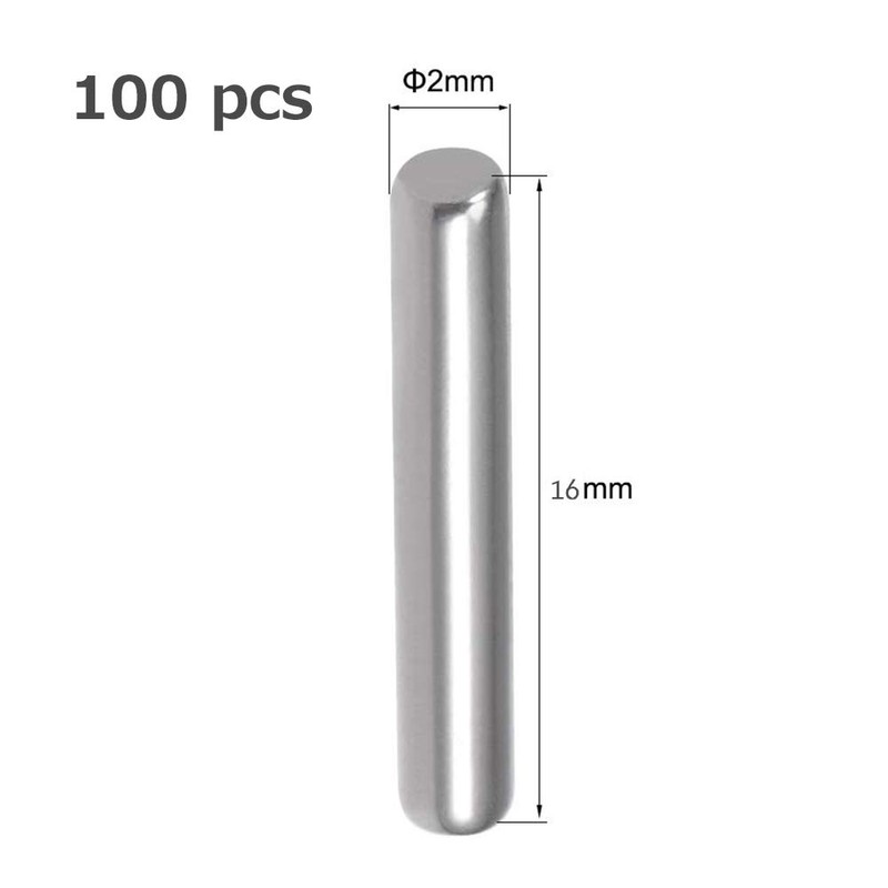 Yesallwas 100Pcs 2mm x 16mm Dowel Pin, Stainless Steel Shelf