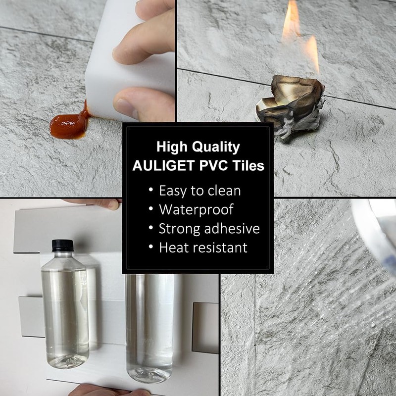 AULIGET 20-Piece Light Slate Peel and Stick Backsplash Wall Tiles,