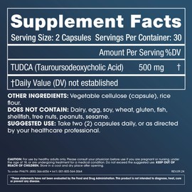ProHealth ProHealth Pure TUDCA | Clinically Studied | Third-Party Tested | 500 mg per Serving, 60 Capsules