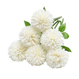 Tifuly Artificial Hydrangea Flowers, 6 Pcs Silk Chrysanthemum Small Ball Flowers for Home Garden Party Office Decoration, Bridal Wedding Bouquets,Floral Arrangement,Centerpieces(White)